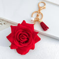 Foam Rose Flower Keychain With Faux Pearl And Suede Tassel view 6