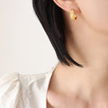 Fluted C-Shape Mini Hoop Earrings Gold and Steel Pair view 6