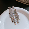 Cascading Sequin Tassel Earrings in Gold and Silver Tone view 7