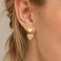 Crystal Heart Hoop Earrings in Gold and Silver Tone view 2