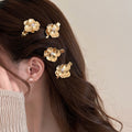 Metal Flower Pearl Hair Clip Bobby Pin Sets 2 Styles view 1