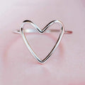 Open Heart Outline Ring In Three Polished Metal Tones view 2