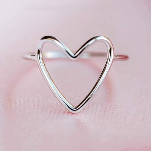 Second product view showing open heart outline ring
