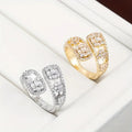 Open Adjustable Bypass Halo Ring Clear Baguette Stones view 3