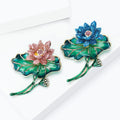 Lotus Leaf Brooch with Pink or Blue Crystal Flower view 3