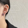 Silver Tone Bow And Star Drop Stud Earrings In Pink And Clear Stone view 2