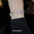 Silver Tone Double Strand Butterfly Bracelet With Clear Crystal Row view 1