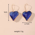 Faceted Heart Crystal Drop Earrings Gold Hooks 6 Colors view 2