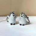 White Resin Baby Penguin Figure Keychain Carabiner view 1