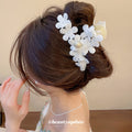 White Daisy Pearl Claw Clip Floral Green Flower Two Styles view 3