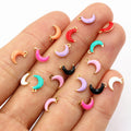 Colorful Enamel Crescent Moon Charms with Gold Tone Loops view 4