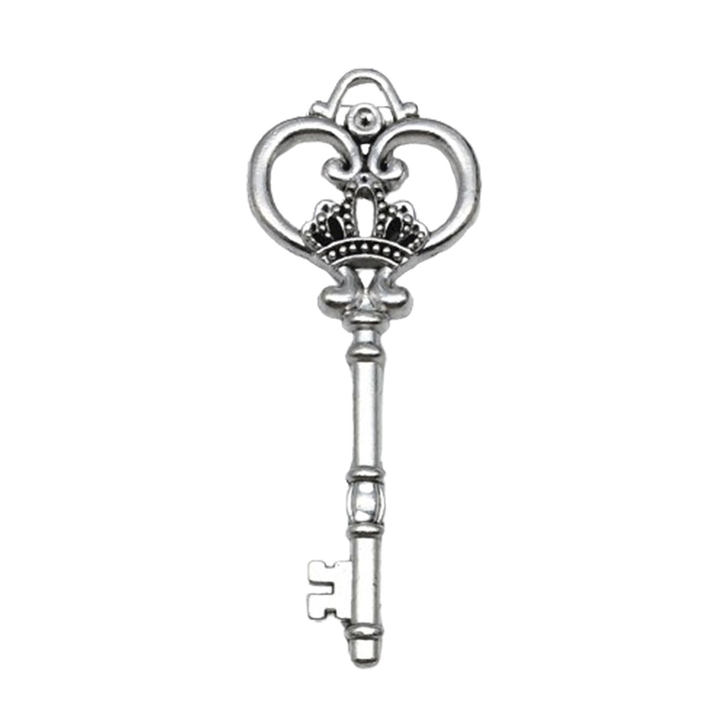 Antique Silver Zinc Alloy Heart Scepter Key Charm Pendant for DIY Necklace Jewelry Making