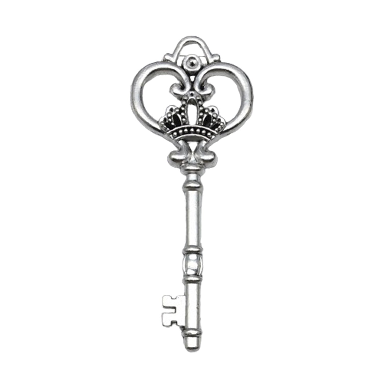 Antique Silver Zinc Alloy Heart Scepter Key Charm Pendant for DIY Necklace Jewelry Making