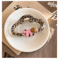Leopard Print Oval Claw Clip Pink Balloon Dog Bead Charm view 3