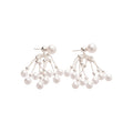 White Pearl And Silver Tone Chain Fringe Drop Earrings view 5