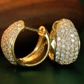 Pave Dome Small Huggie Hoop Earrings In Gold And Silver Tones view 6