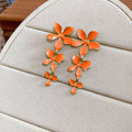 Enamel Flower Vine Drop Stud Earrings in Five Colors view 10