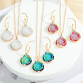 Gold Tone Iridescent Druzy Pendant Necklaces, Hoop Earrings and Sets view 3