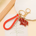 Chinese Style Enamel Lucky Horse Keychain Cord Options view 3