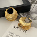 Layered Wire Texture Hoop Earrings In Two Metallic Tones view 6