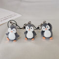 Flocked Penguin Phone Strap Charms in Three Distinct Poses view 1