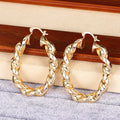 Gold Tone Twisted Rope Hoop Earrings Polished Statement Fashion Jewelry view 3