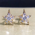 Gold And Silver Tone Crystal Five Point Star Stud Earrings view 2