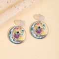 Astronaut Planet Scene Round Statement Stud Earrings view 8