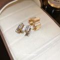 Open Geometric Ring With Rectangular Stones In Silver Or Gold Tone view 2