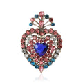 Antique Gold Heart Brooch Rhinestone Frame Pink or Blue Center view 5