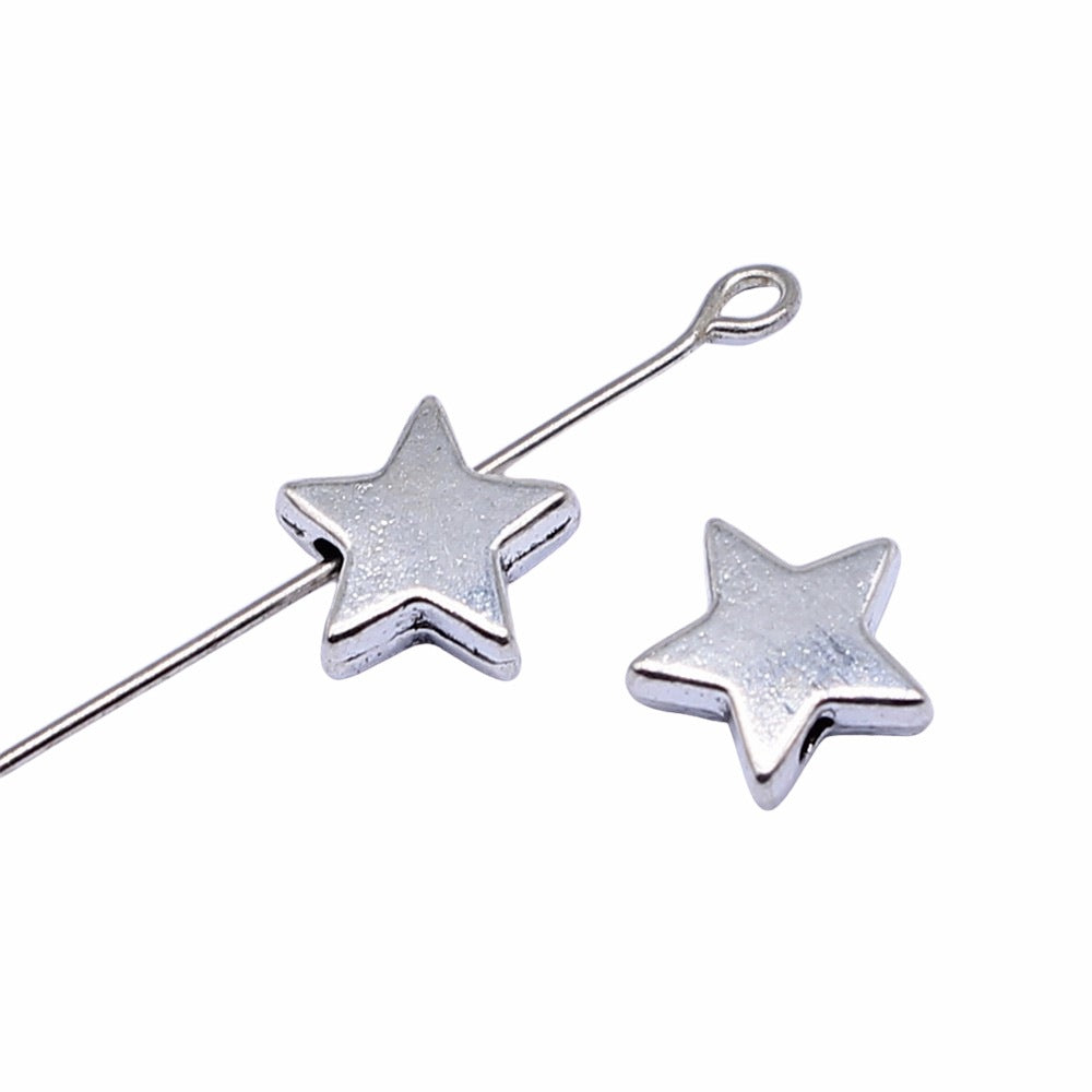 9x9mm 0.7g Multicolor Zinc Alloy Five-Point Star Loose Metal Beads for DIY Bracelet Making
