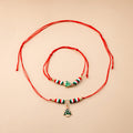 Christmas Red Cord Necklace Bracelet Sets Tree Santa Bell view 1