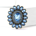 Oval Center Floral Halo Brooch in Five Crystal Colors view 2