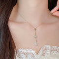 Crescent Moon and Starburst Pendant Necklace with Metal Settings view 3