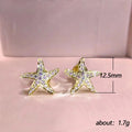 Rose Gold Silver Yellow Starfish Clear CZ Stud Earrings view 5