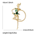 Gold Green Enamel Rhythmic Gymnast Hoop Brooch Pin view 5