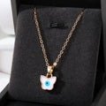 Gold Tone Butterfly Evil Eye Pendant Necklaces in Four Colors view 4
