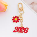 Gold Tone Enamel Number Charm Keychain with Heart Butterfly or Flower Accent view 8
