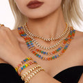 Clover Cluster Zircon Necklace Bracelet Gold Steel Multicolor view 1