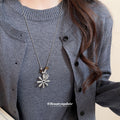 Flower Pendant Beaded Long Necklace - 2 Styles Polished Decorative Design view 3