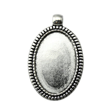 Rope Border Oval Pendant Settings for Jewelry Making