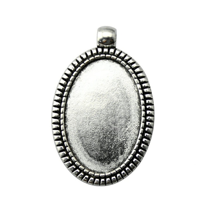 Rope Border Oval Pendant Settings for Jewelry Making