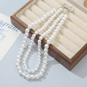 White Faux Pearl Double Strand Necklace With Silver-Tone Clasp