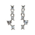 Silver Tone Geometric Crystal Heart Drop Earrings Fashion Jewelry view 5