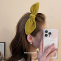 Velvet Knotted Bunny Ear Bow Headband With Teeth 2 Colors view 4
