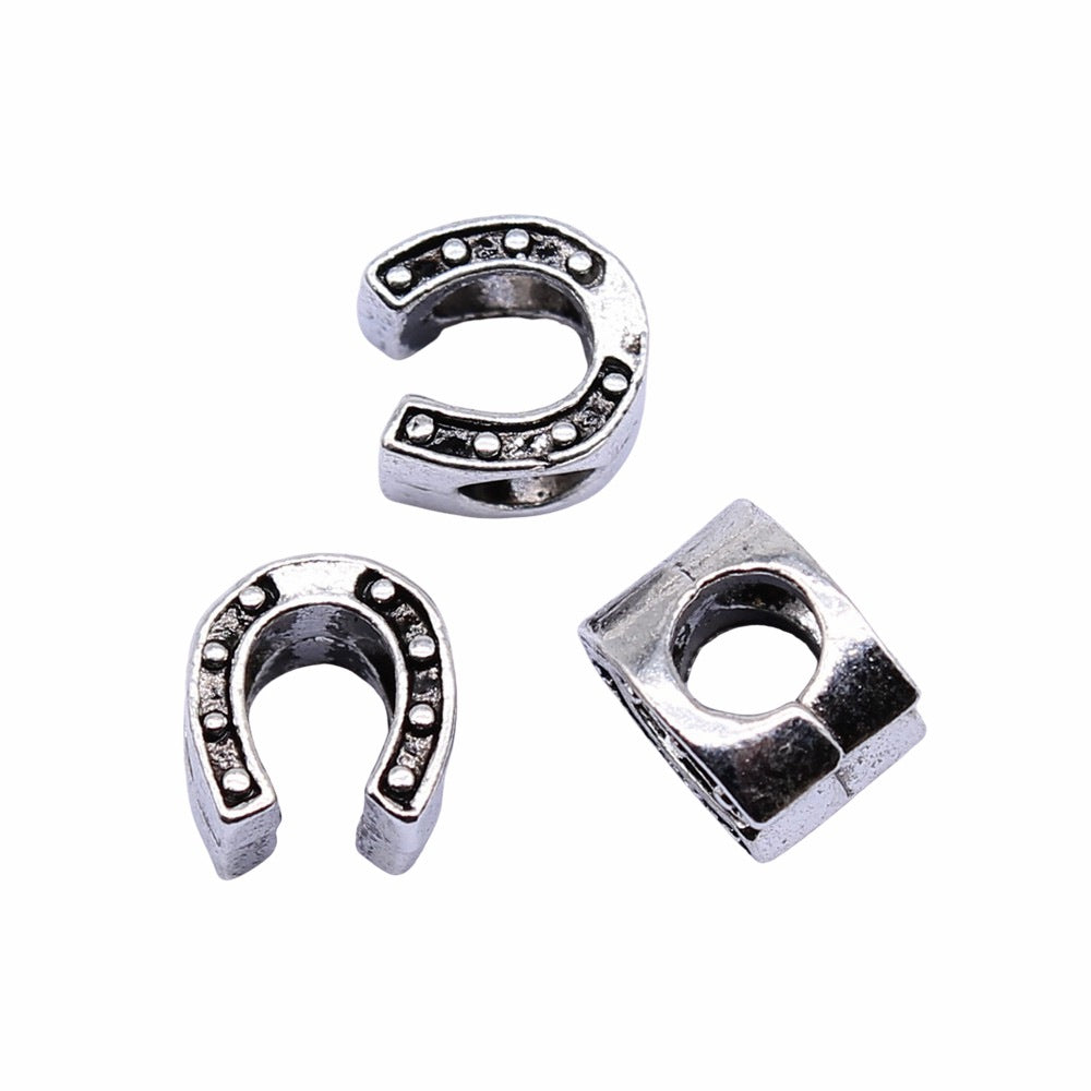 10x9mm 2.1g Antique Silver Zinc Alloy Horseshoe Large Hole Beads for Bracelet DIY Jewelry Making