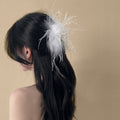 Feather Hair Claw In Black Or White With Rounded Clip Body view 3
