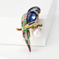 Colorful Bird Brooch with Crystal Body and Pearl Dangle view 7