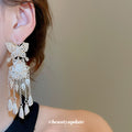 Silver Tone Butterfly Floral Chandelier Hook Earrings view 3