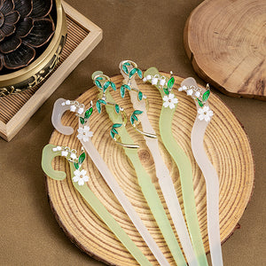 Green Resin Lily of the Valley Flower Hair Stick Pin